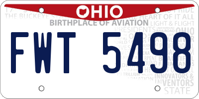 OH license plate FWT5498
