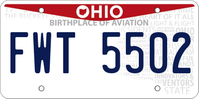 OH license plate FWT5502