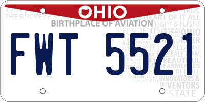 OH license plate FWT5521