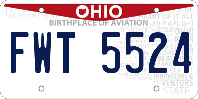 OH license plate FWT5524