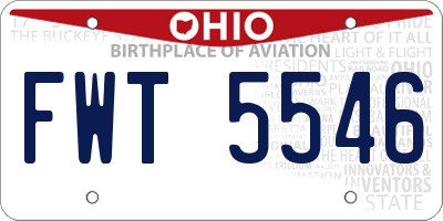 OH license plate FWT5546
