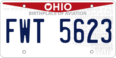 OH license plate FWT5623