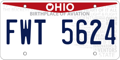 OH license plate FWT5624