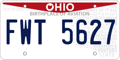 OH license plate FWT5627