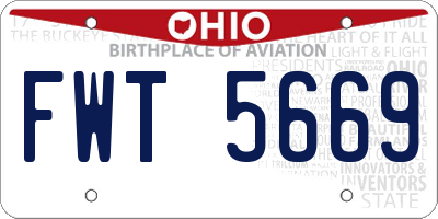 OH license plate FWT5669