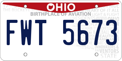 OH license plate FWT5673