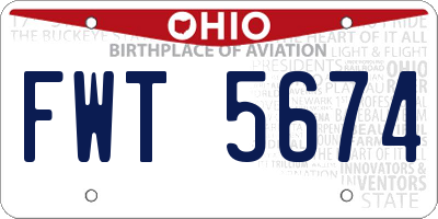 OH license plate FWT5674