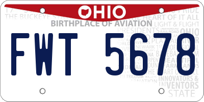 OH license plate FWT5678