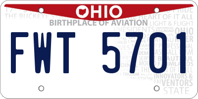 OH license plate FWT5701