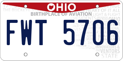 OH license plate FWT5706