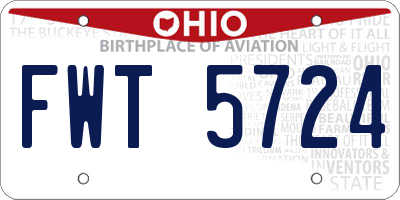 OH license plate FWT5724