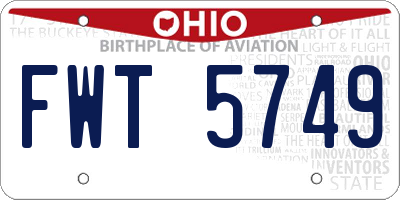 OH license plate FWT5749
