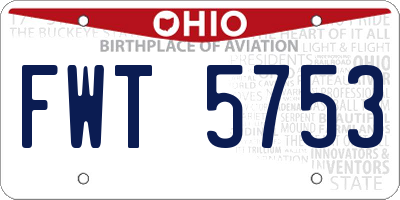 OH license plate FWT5753