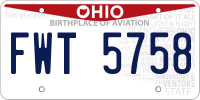 OH license plate FWT5758