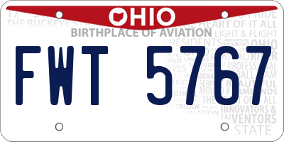 OH license plate FWT5767
