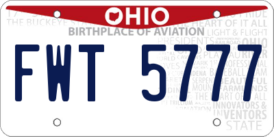 OH license plate FWT5777