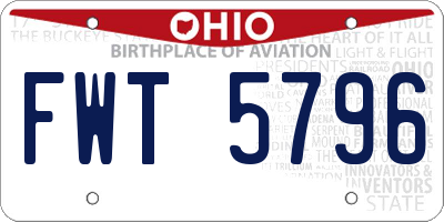 OH license plate FWT5796