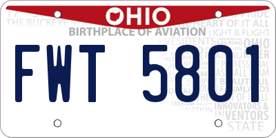 OH license plate FWT5801