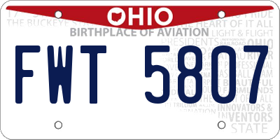 OH license plate FWT5807