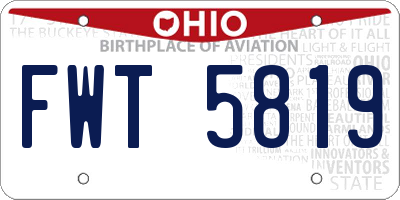OH license plate FWT5819