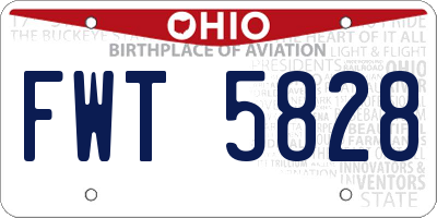 OH license plate FWT5828