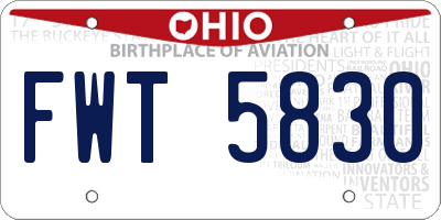 OH license plate FWT5830