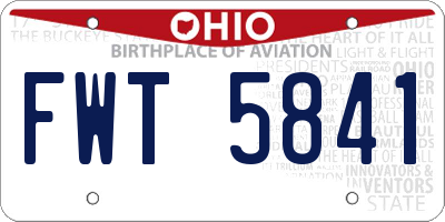 OH license plate FWT5841