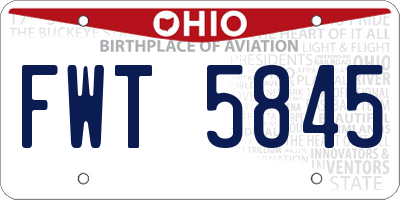 OH license plate FWT5845