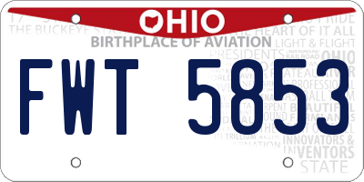 OH license plate FWT5853