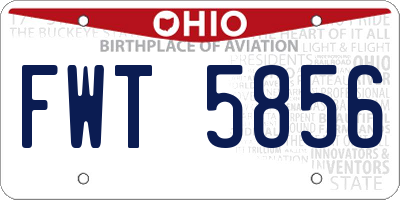 OH license plate FWT5856