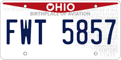 OH license plate FWT5857