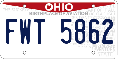 OH license plate FWT5862