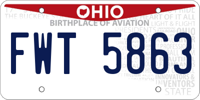 OH license plate FWT5863