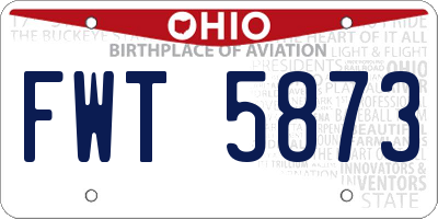 OH license plate FWT5873