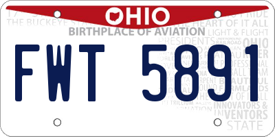 OH license plate FWT5891