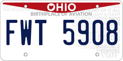 OH license plate FWT5908