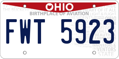 OH license plate FWT5923