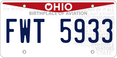 OH license plate FWT5933