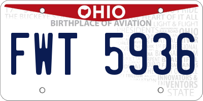 OH license plate FWT5936