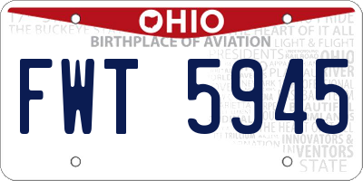 OH license plate FWT5945