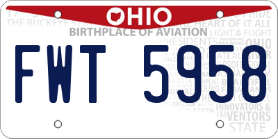 OH license plate FWT5958