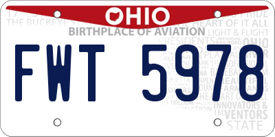 OH license plate FWT5978
