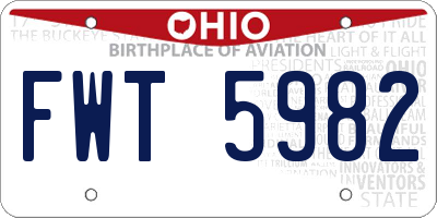 OH license plate FWT5982