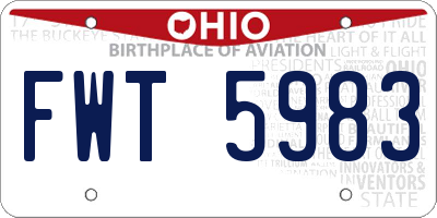 OH license plate FWT5983