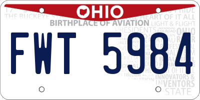 OH license plate FWT5984
