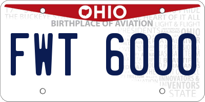 OH license plate FWT6000