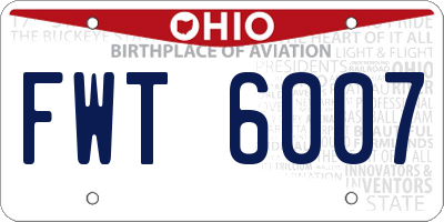 OH license plate FWT6007