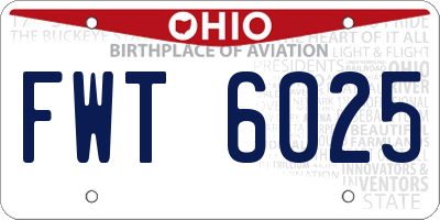 OH license plate FWT6025