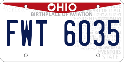 OH license plate FWT6035