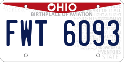 OH license plate FWT6093